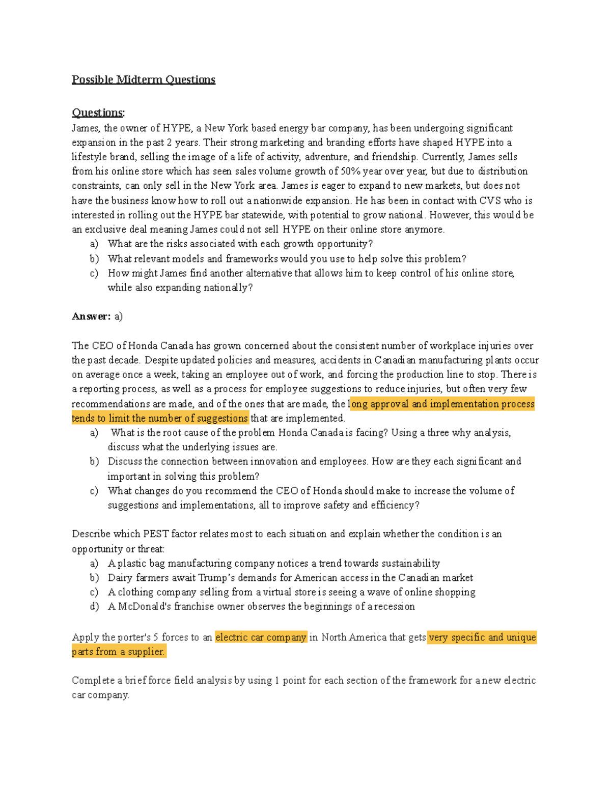 Possible BU111 Midterm Questions - BU 111 - WLU - Studocu