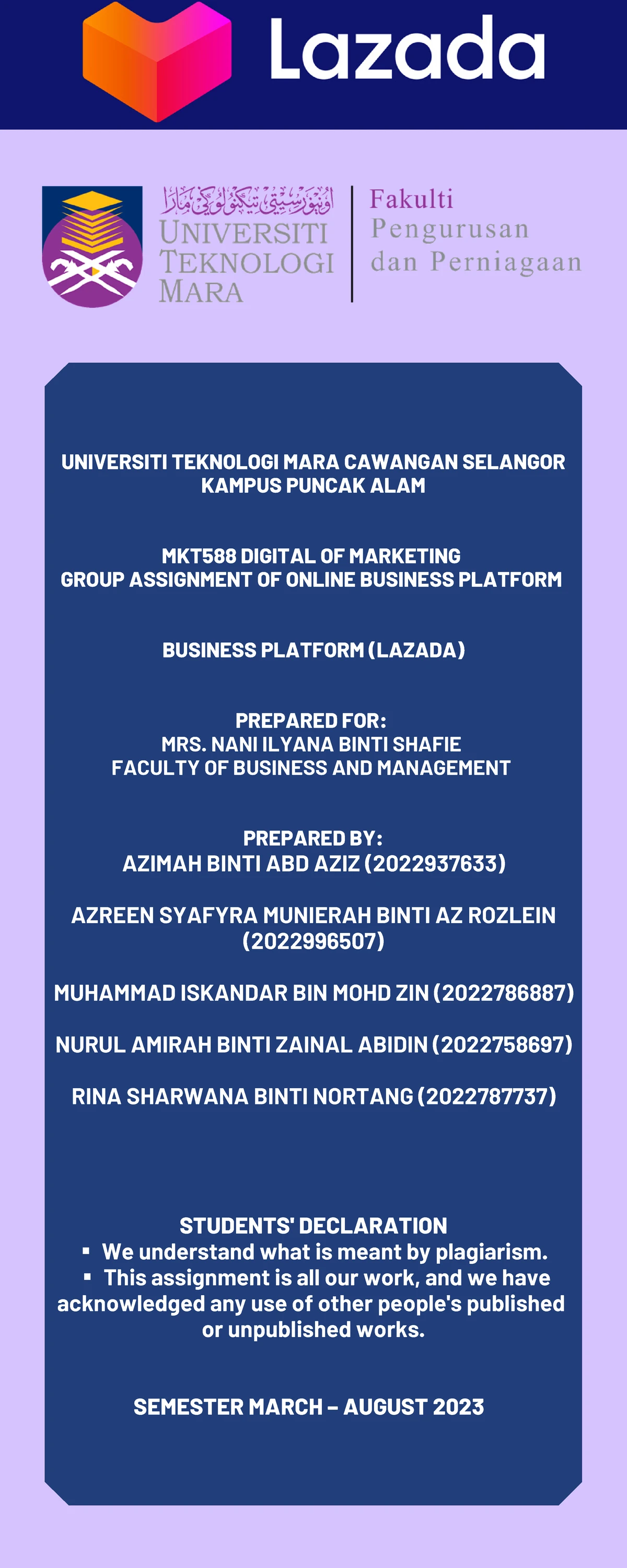 MKT558 - Group Assignment - FACULTY OF SPORTS SCIENCE AND RECREATIONS ...