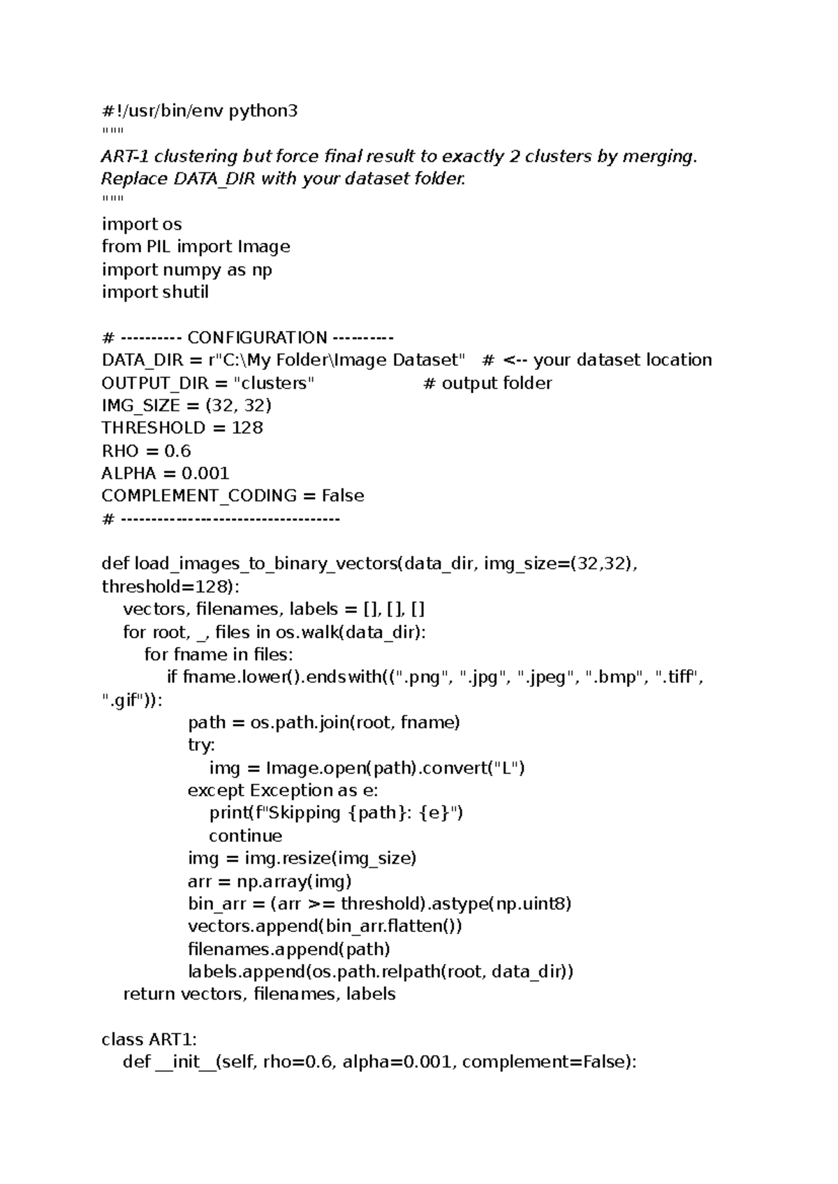 Python3 Clustering: Force 2 Clusters Final Result Merging - Studocu