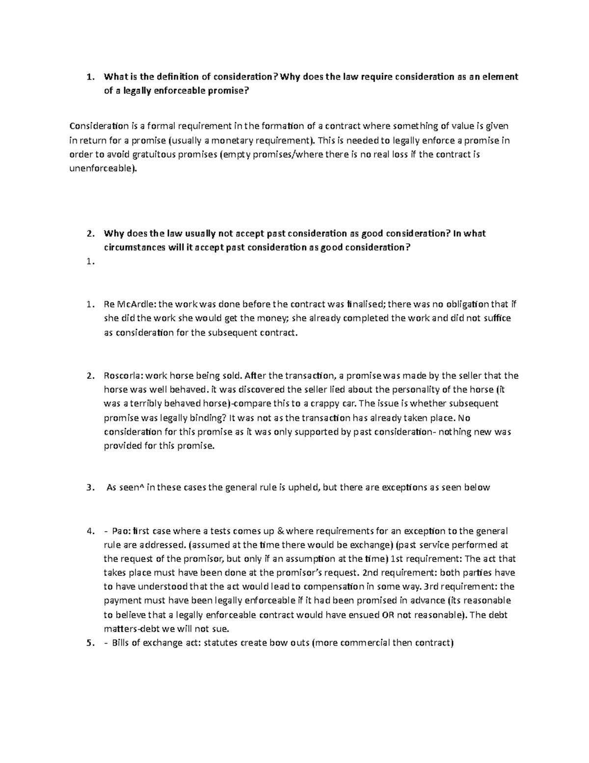 Law Consideration & Disagreements in Contract Formation: A Study - Studocu