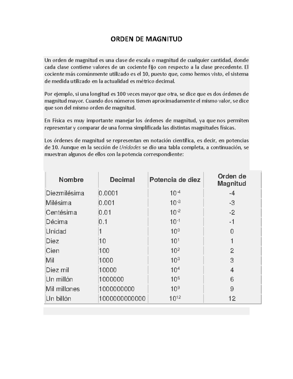 Orden De Magnitud Notas De Clase APUNTES ESTUDIANTES UP Studocu