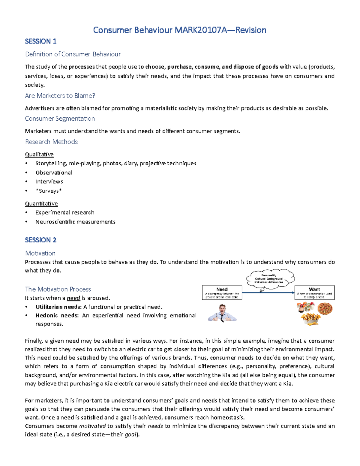 Consumer Behavior Insights for MARK2010 7 A - Revision Guide - Studocu