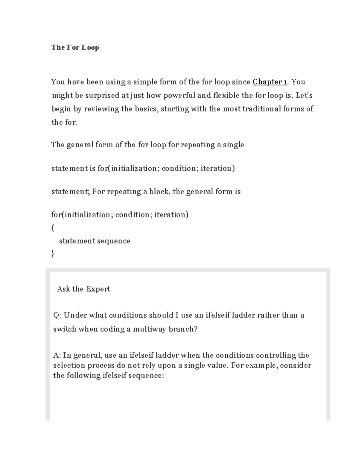 For Loop - Lecture Notes on Versatility and Variations in Java - Studocu