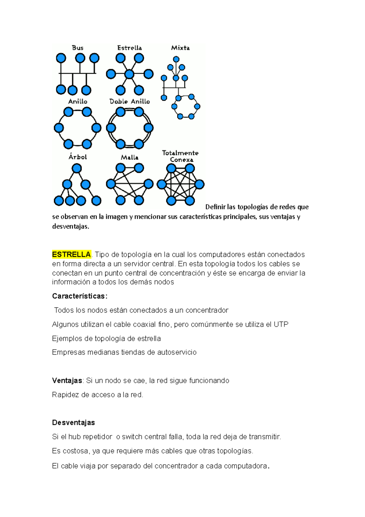Definición y Características de Topologías de Redes: Estrella, Bus ...