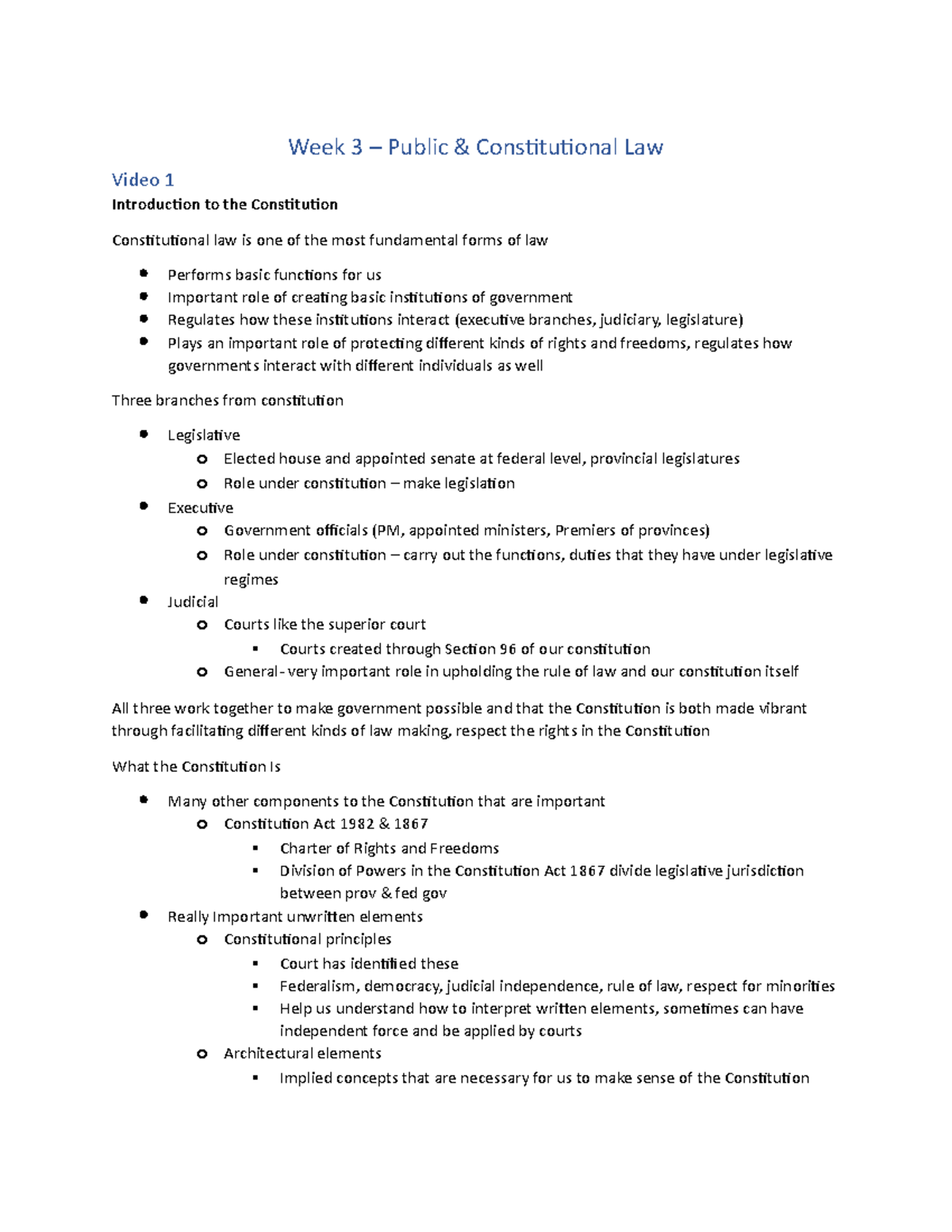 Week 3 - Overview of Public & Constitutional Law Concepts - Studocu