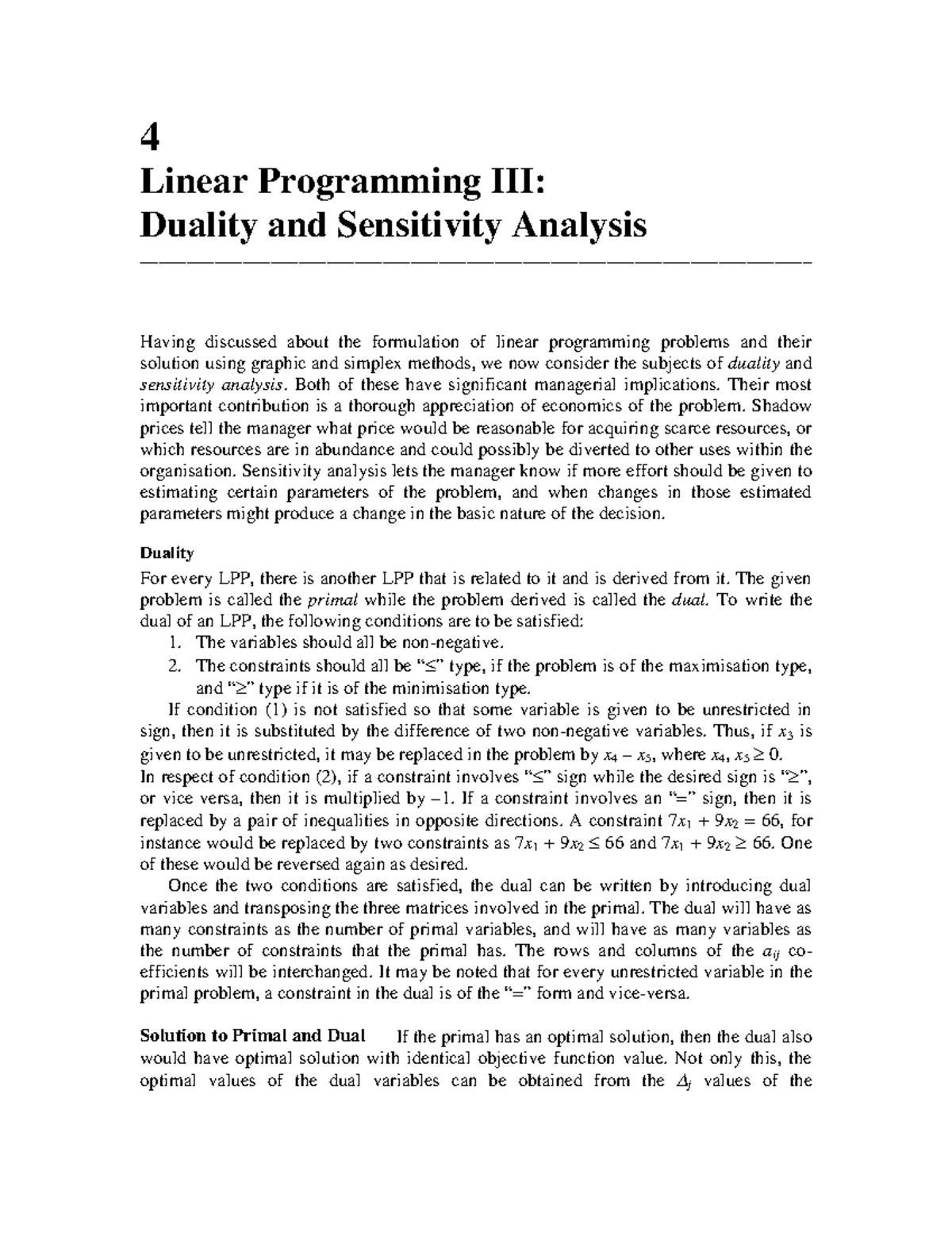 Linear Programming III: Duality & Sensitivity Analysis Insights - Studocu