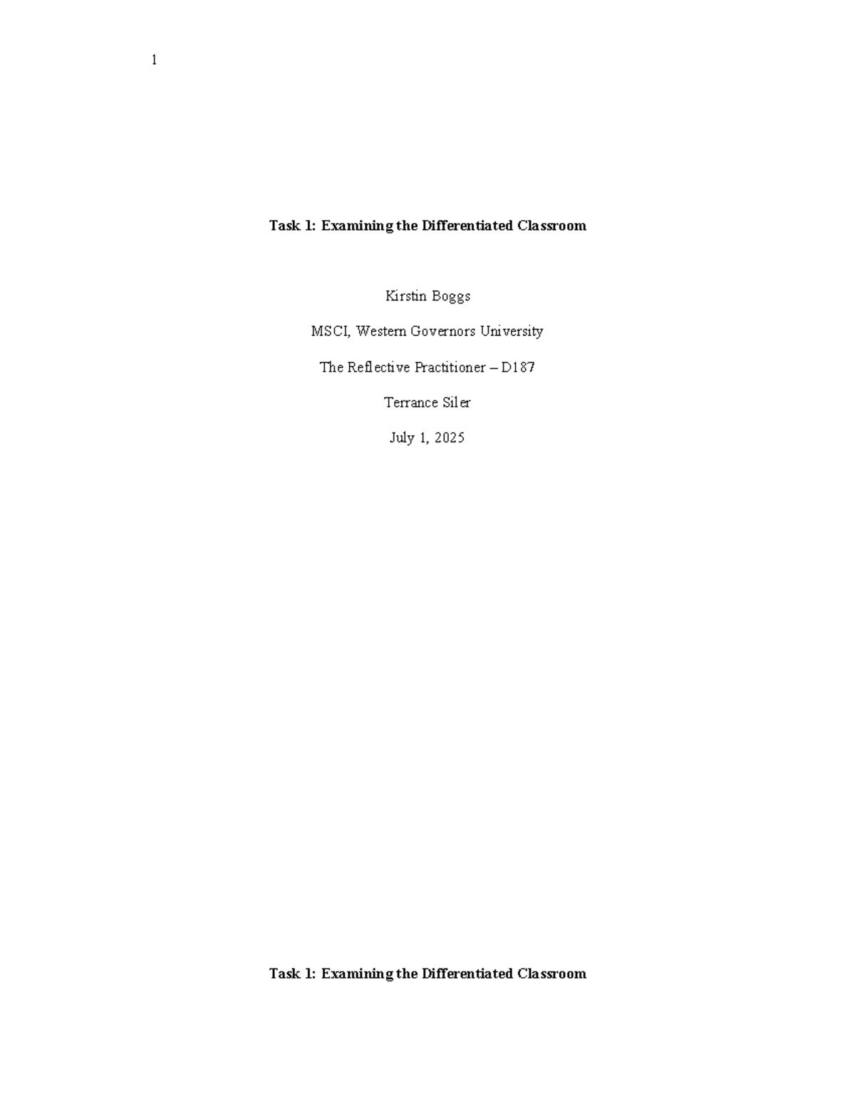 D187 Task 1: Analyzing Differentiated Instruction Strategies - Studocu