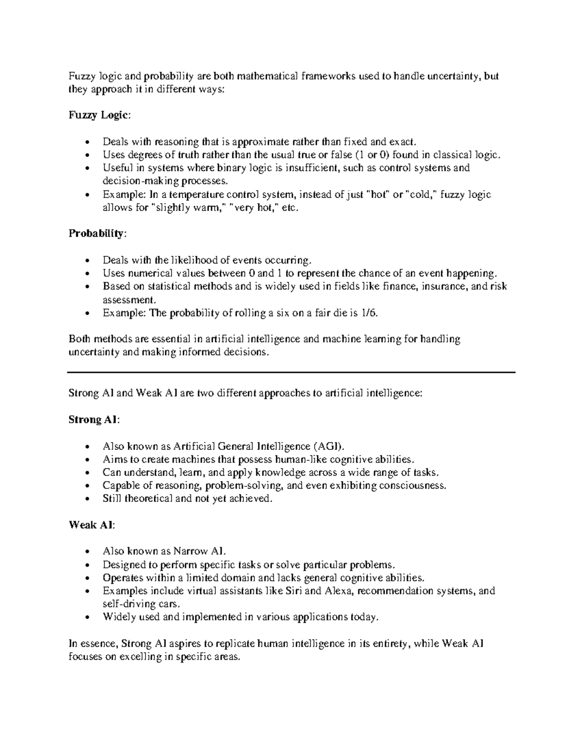 Fuzzy logic and Strong weak AI short summary-mid question - Fuzzy logic ...