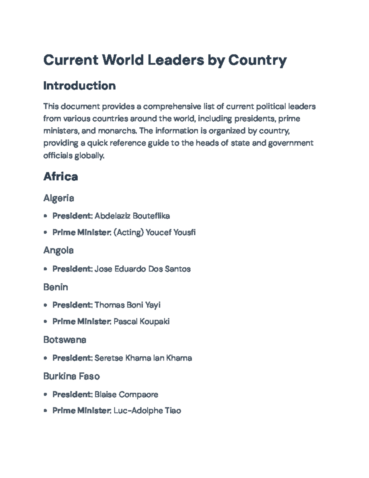 Current World Leaders: A Comprehensive Guide by Country - Current World ...