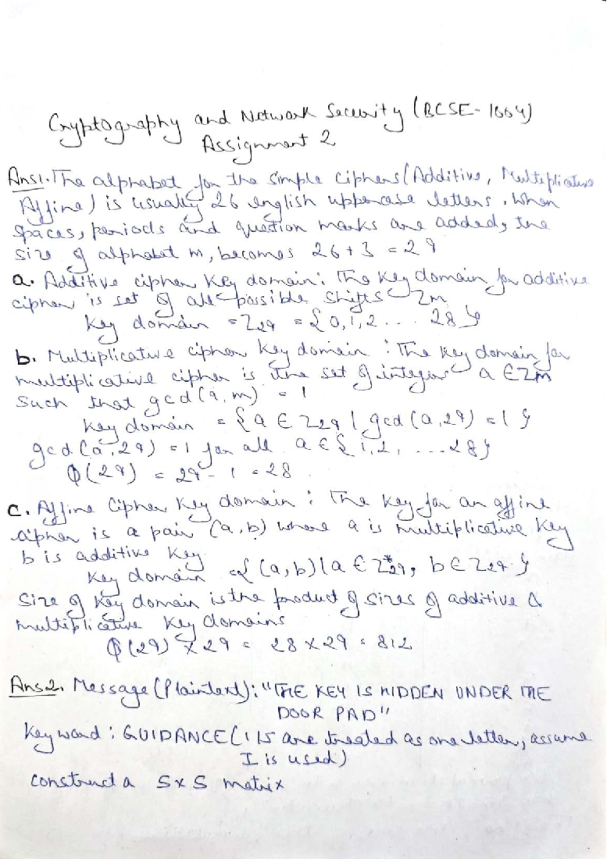 Crypto Assignment (CS 482) - Important Notes and Guidelines - Studocu