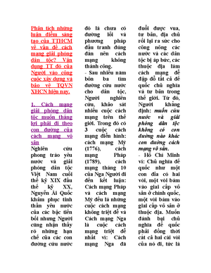 [Solved] Phn tch nhng im mi trong T tng H Ch Minh v i on kt dn tc v vn ...
