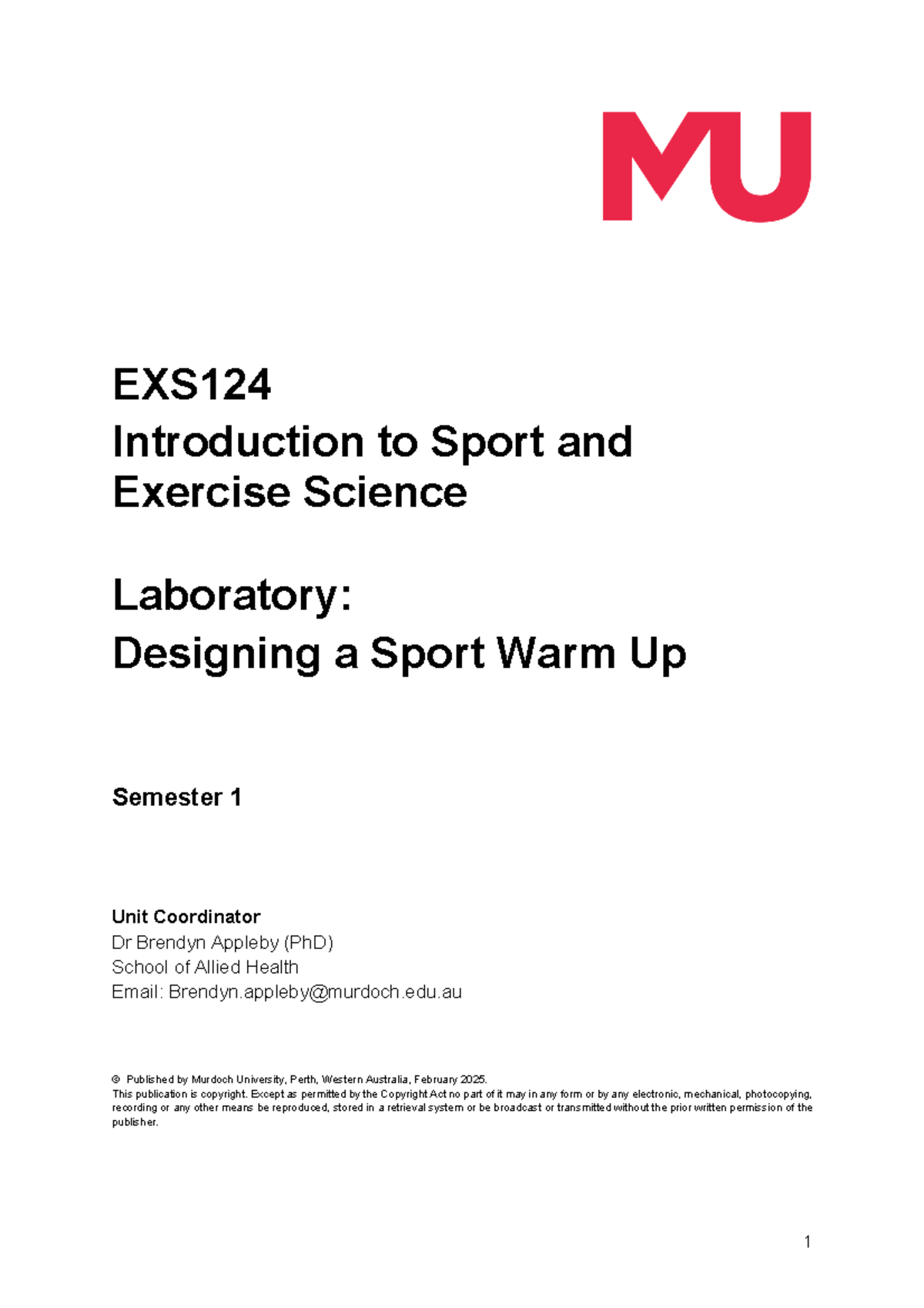 EXS124 Lab: Designing Effective Sport Warm Ups for Athletes - Studocu