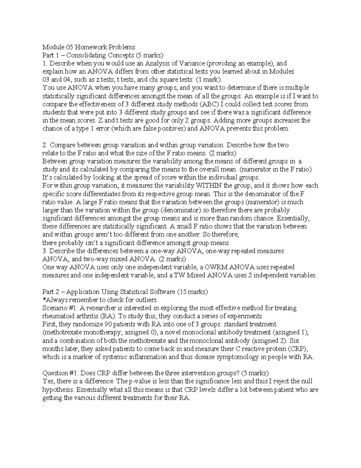 Module 6 homework - Module 05 Homework Problems Part 1 – Consolidating ...