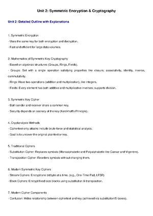Unit 1: Cryptography & Network Security Outline with Key Concepts - Studocu