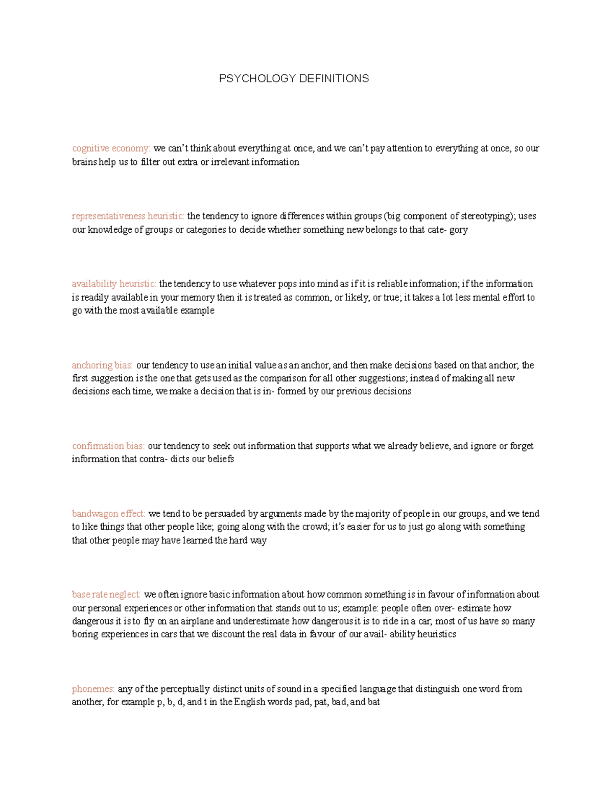 PSY 101: Key Psychology Definitions and Concepts Explained - Studocu