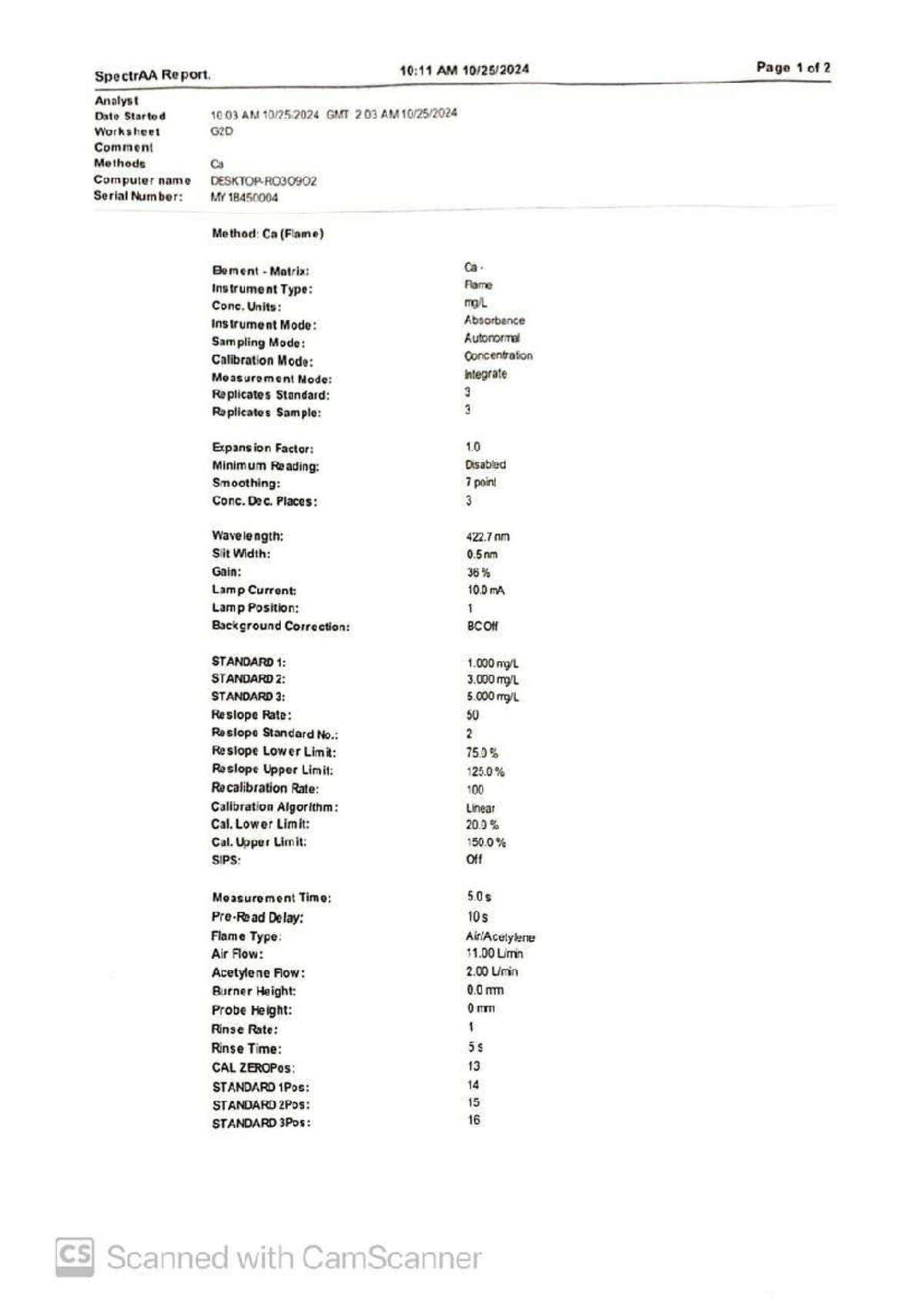 Result exp 4 chm260 - SpectrAA Report. 10:11 AM Page 1 of 2 Analyst ...