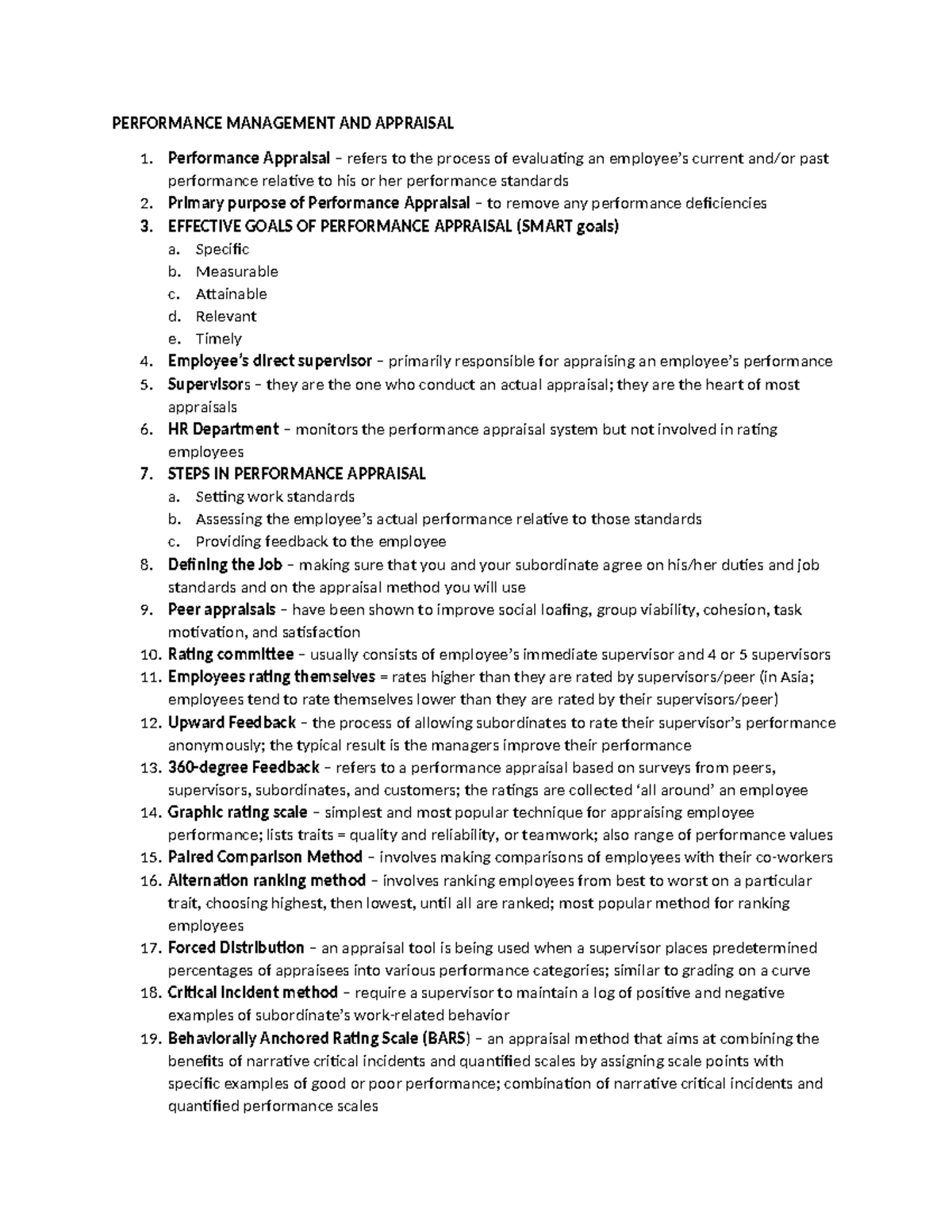 PERFORMANCE MANAGEMENT & APPRAISAL: Key Concepts & Techniques - Studocu