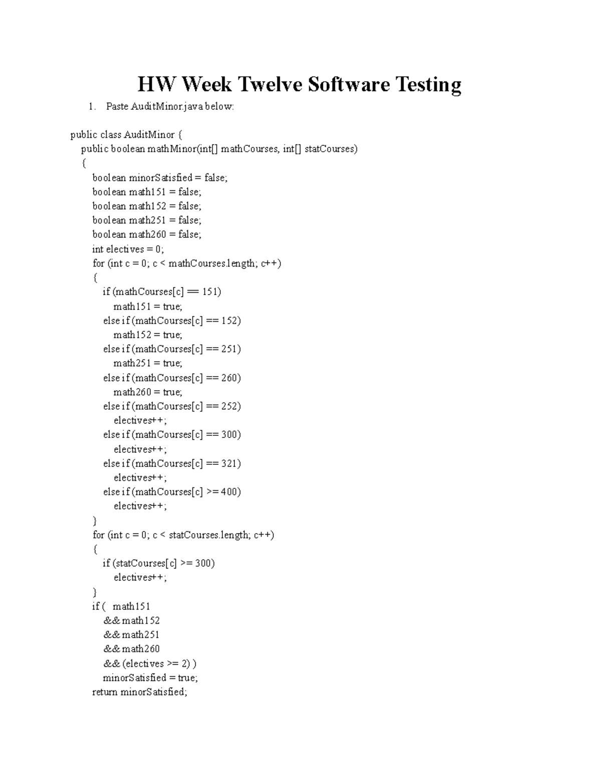 Homework 12 Software Testing - HW Week Twelve Software Testing Paste ...