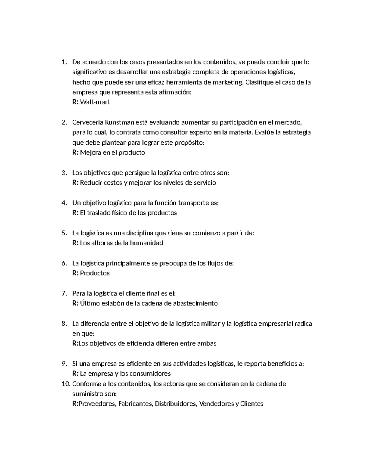 Práctica de Examen: Logística y Estrategias Operativas - Studocu