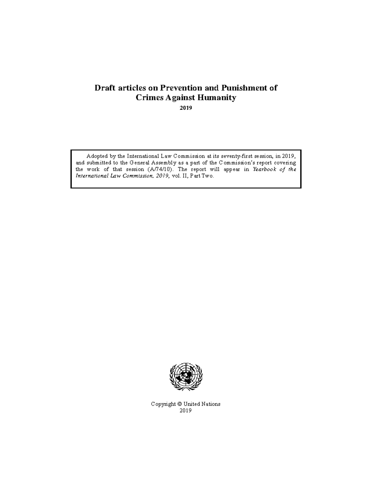 (ILC) Draft Articles on Prevention and Punishment of Crimes Against ...