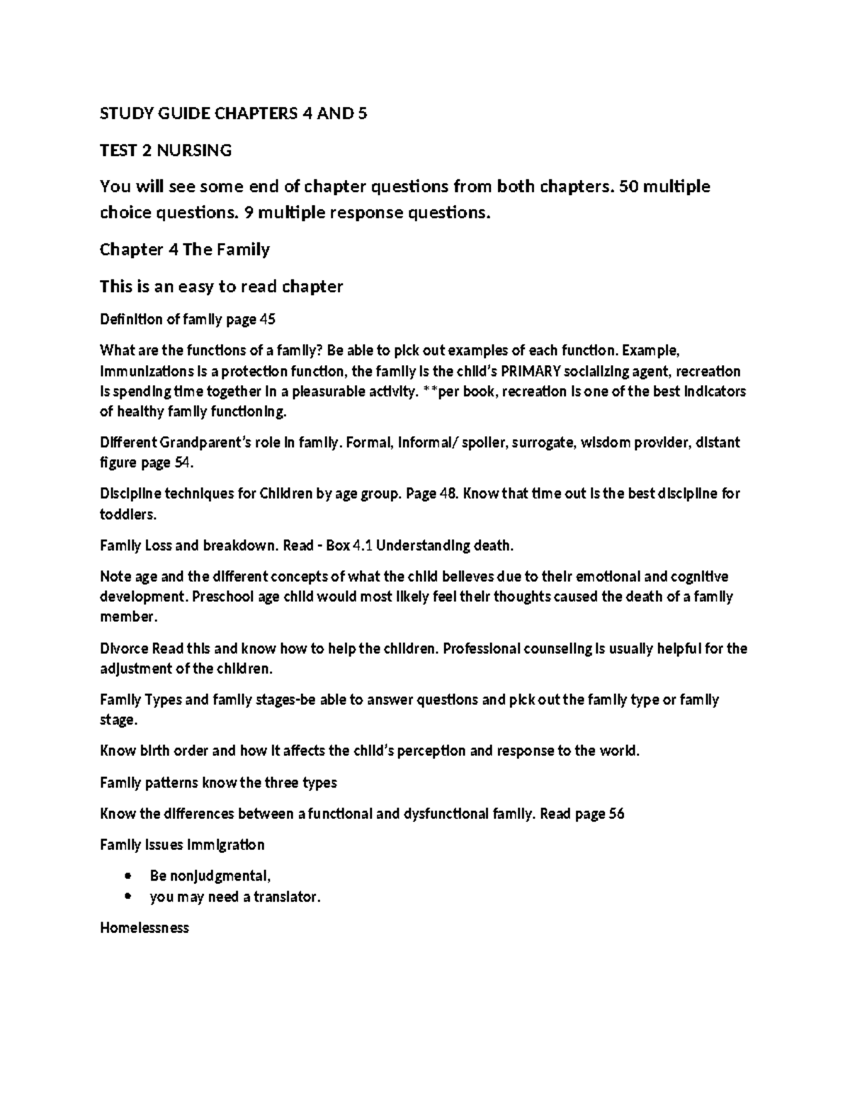 Study Guide for Test 2: Chapters 4 & 5 Nursing - Studocu