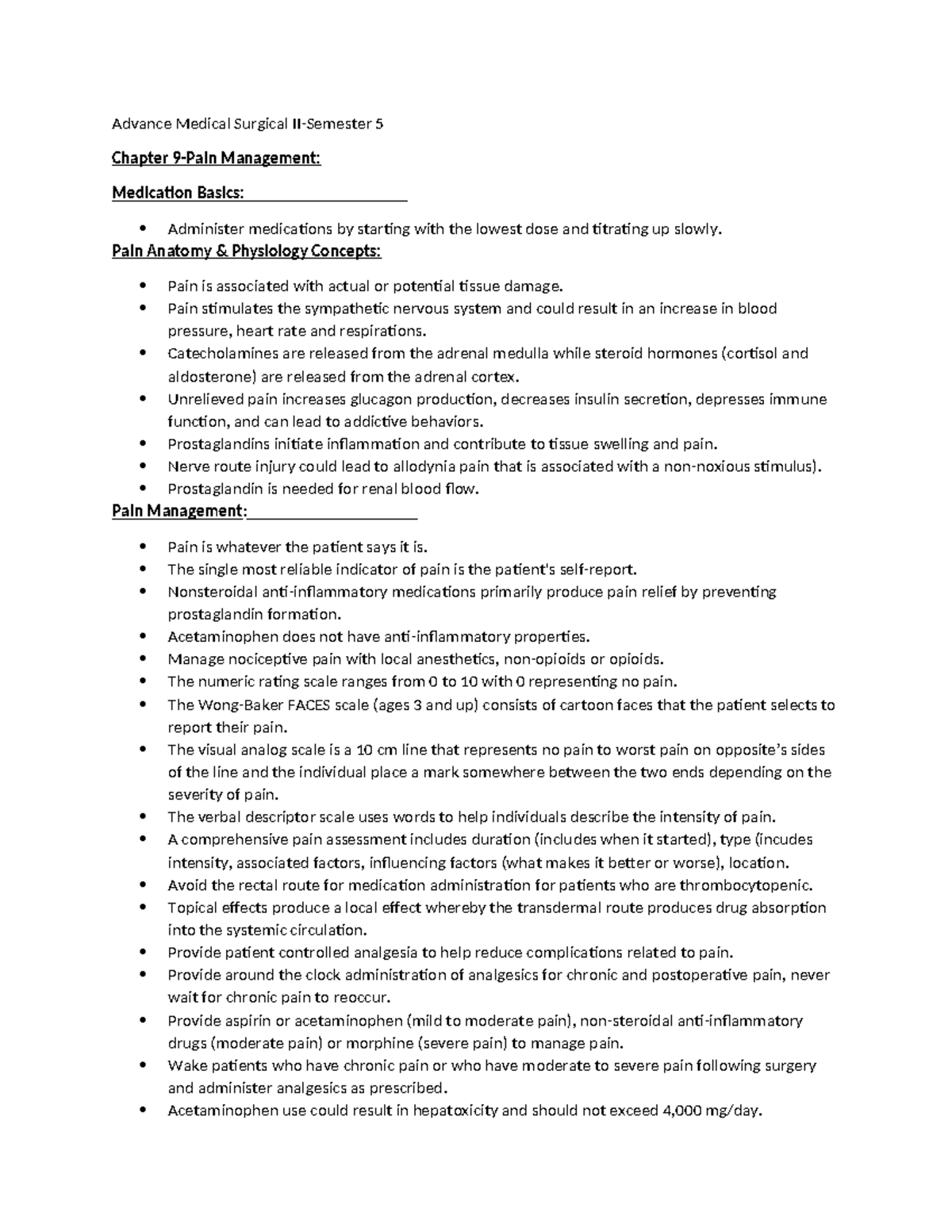 Chapter 9 - Pain Management Overview (Advance Med Surg II - Sem 5 ...
