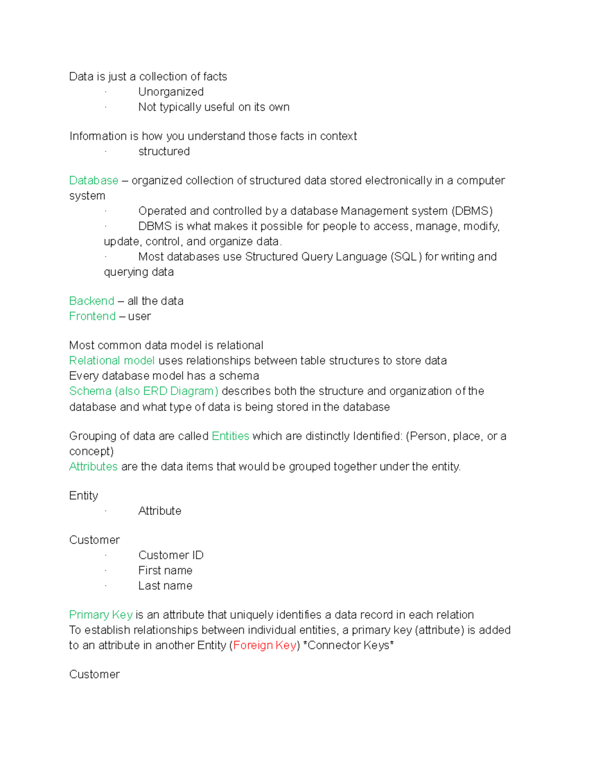 MIS 1113 Comprehensive SQL Notes and Key Concepts - Studocu