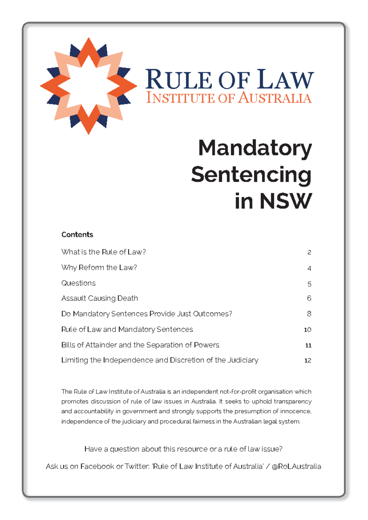 Rule-of-Law Institute: Analyzing Mandatory Sentencing in NSW - Studocu