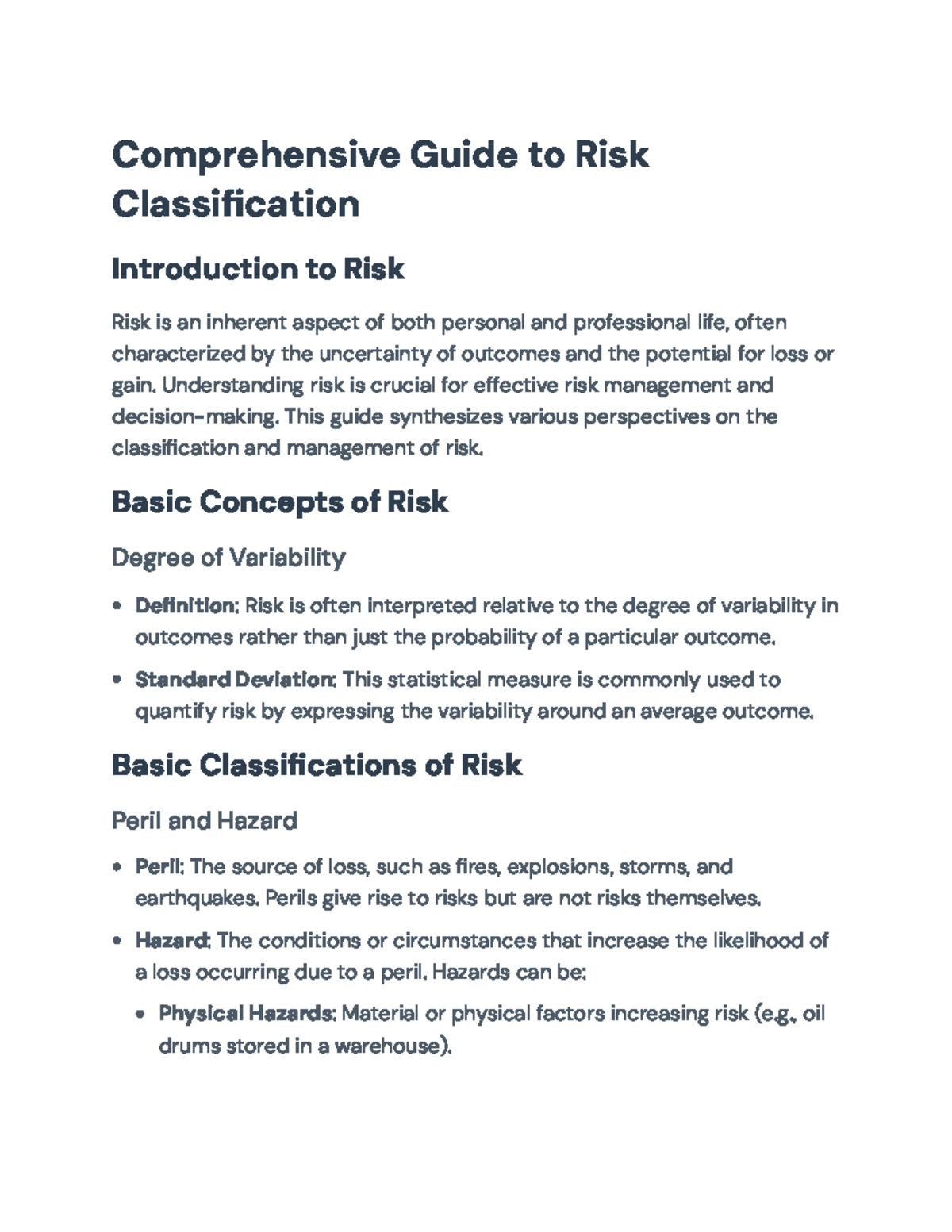 Comprehensive Guide to Risk Classification and Management ...