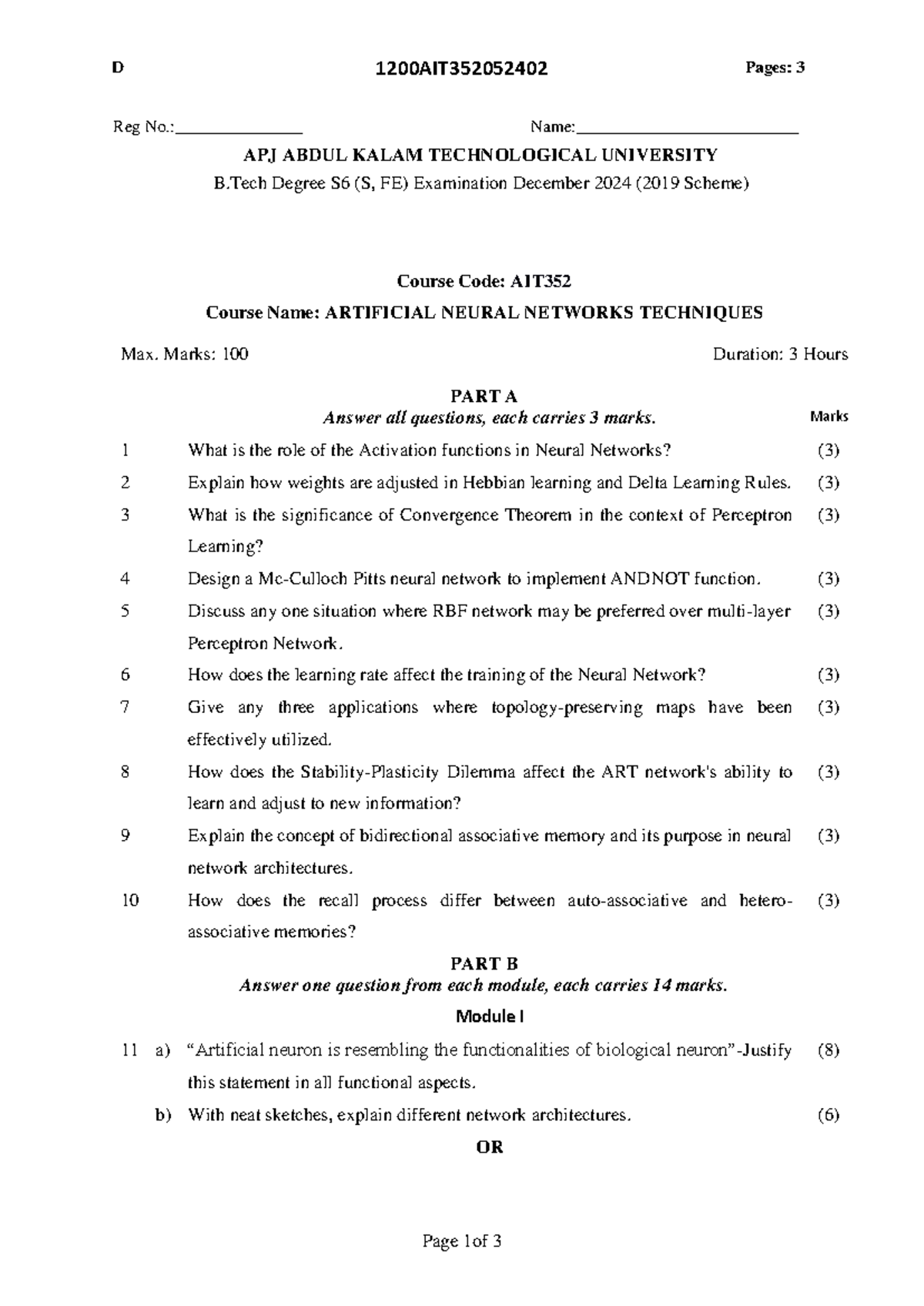 AIT352 Final Exam Study Guide: Artificial Neural Networks Techniques ...