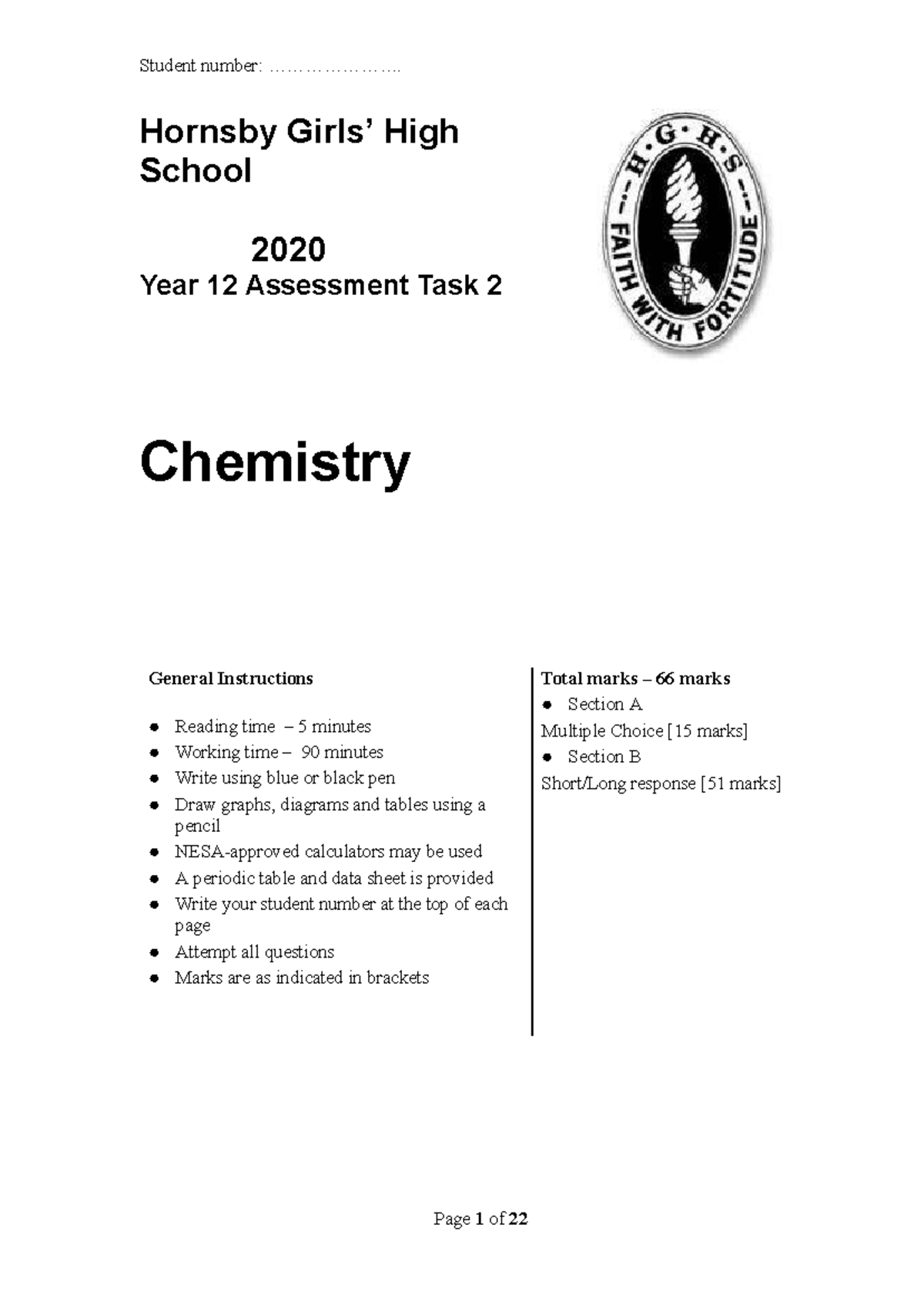 Year 12 Chemistry Task 2 2020 Final Exam Guide - Studocu