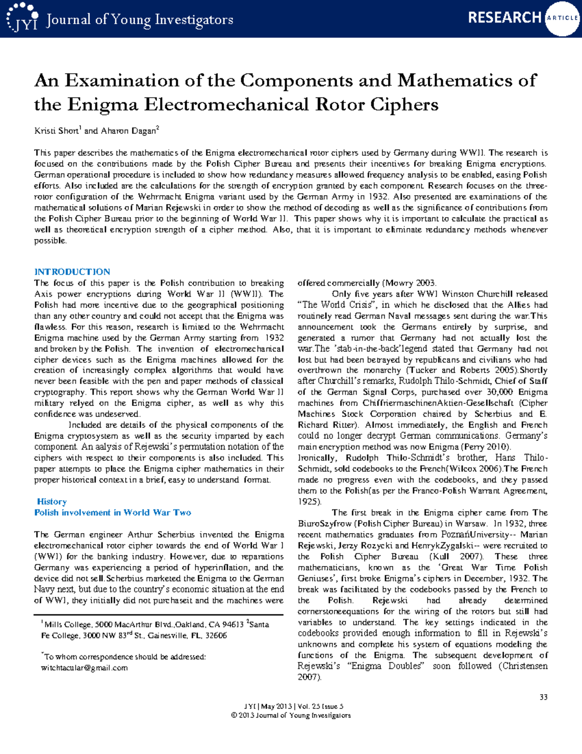 An Examination of Enigma Rotor Ciphers: Components & Math Analysis ...