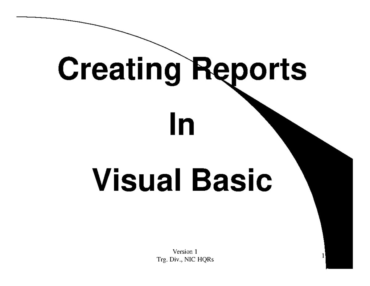 Creating Reports in Visual Basic: Data & Crystal Reports Guide - Studocu