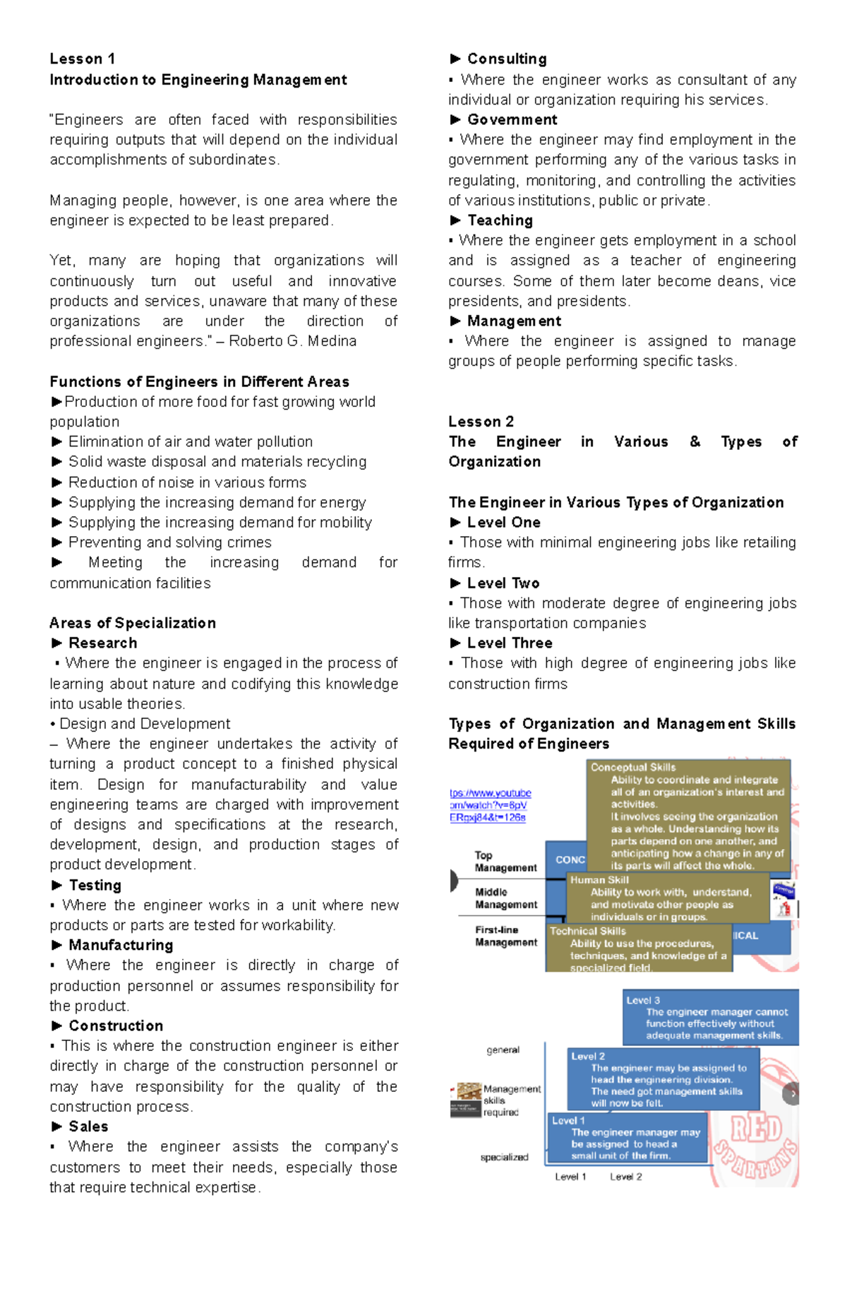 EMG-1: Lesson 1 - Introduction to Engineering Management Insights - Document Preview