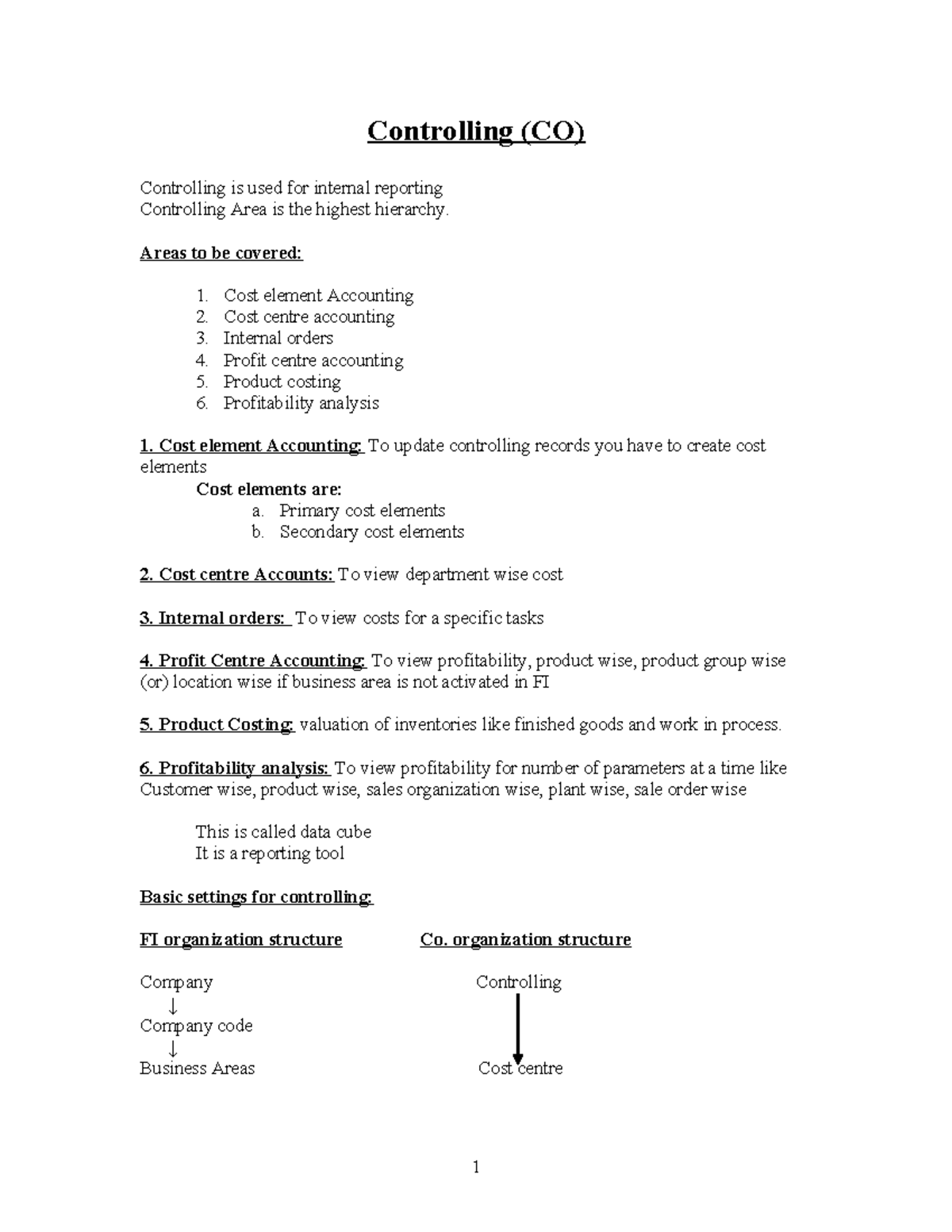 Controlling (CO) - Internal Reporting and Cost Management Overview ...