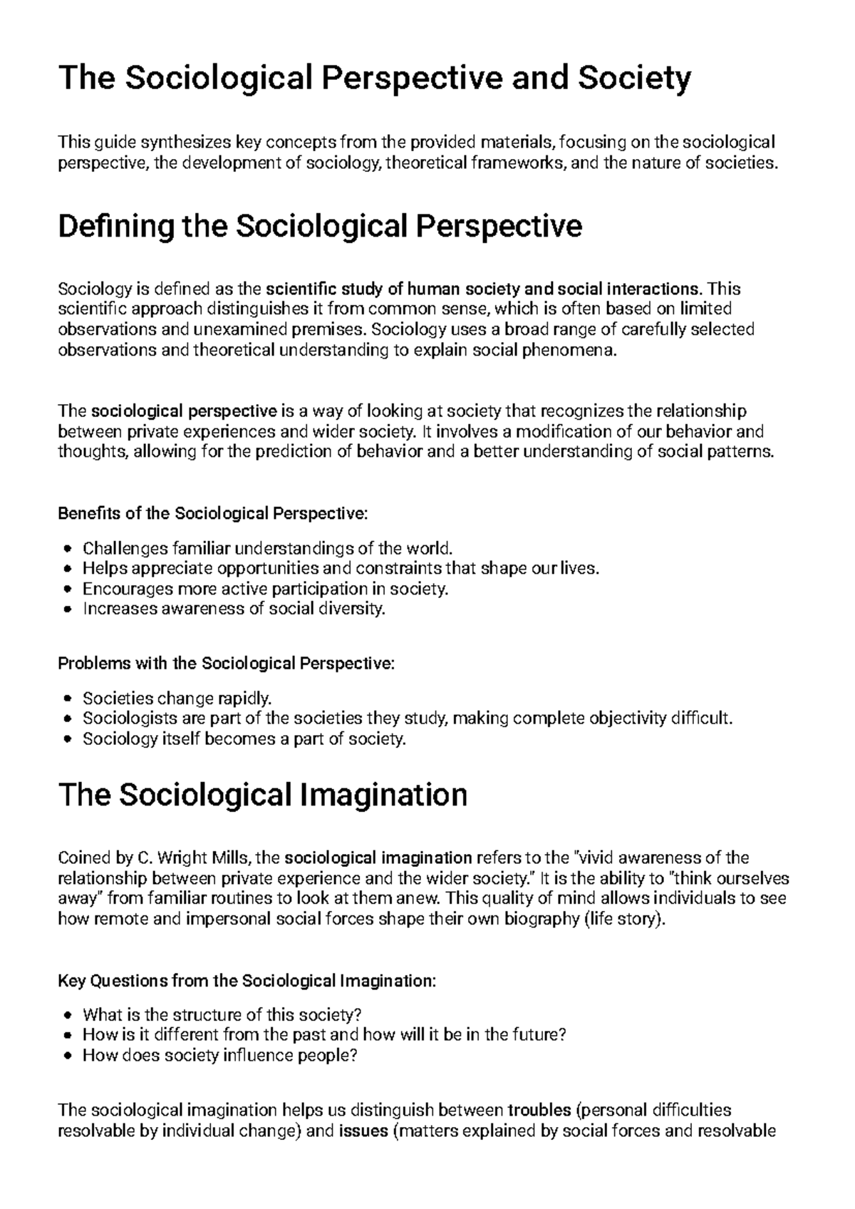 The Sociological Imagination: Key Concepts and Frameworks (SOC 101 ...