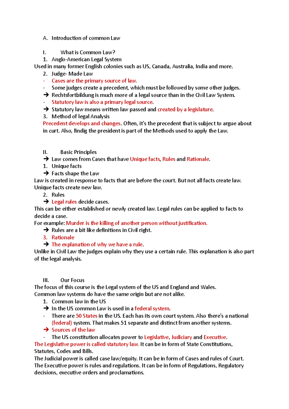 Common Law Methodology: An Overview of US and UK Legal Systems - Studocu