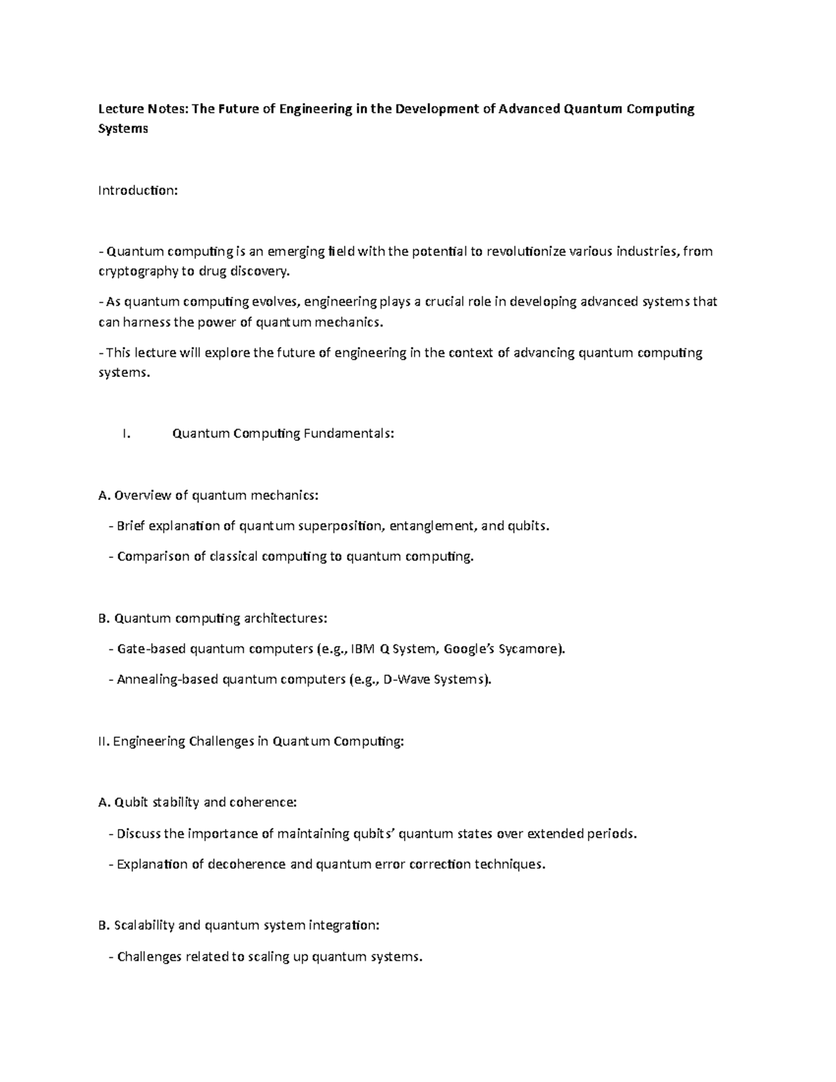 Lecture Notes: The Future of Engineering in the Development of Advanced ...