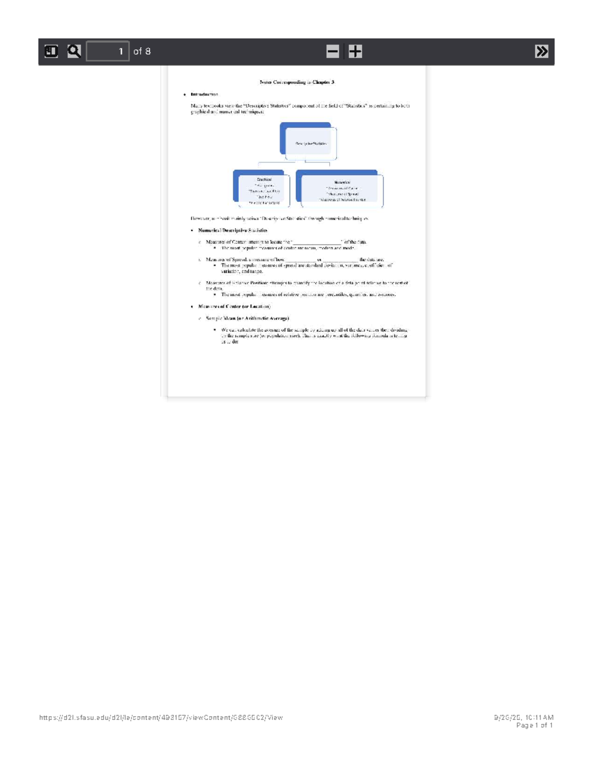 Chapter 3 Notes - MATH-1342-006: Overview of Descriptive Statistics ...