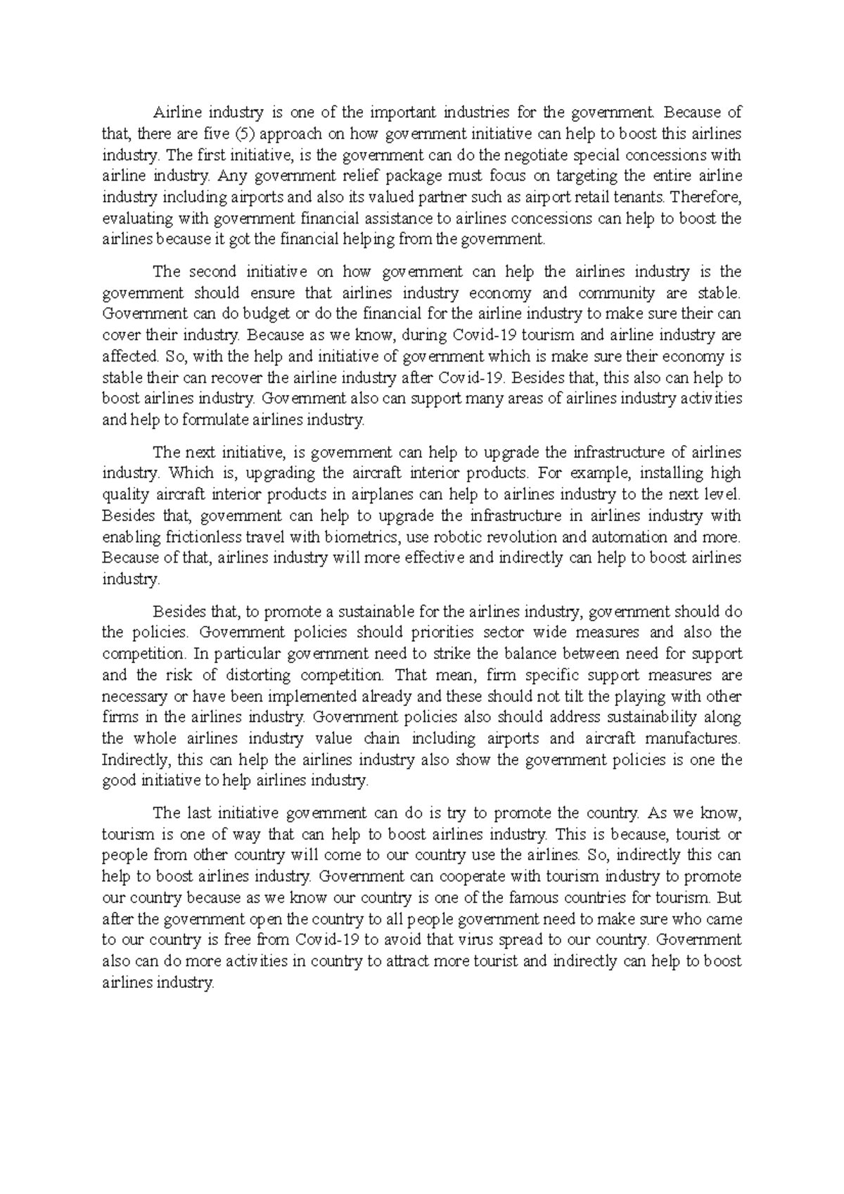 Case Study 1(c) - Government Initiatives to Boost Airline Industry ...