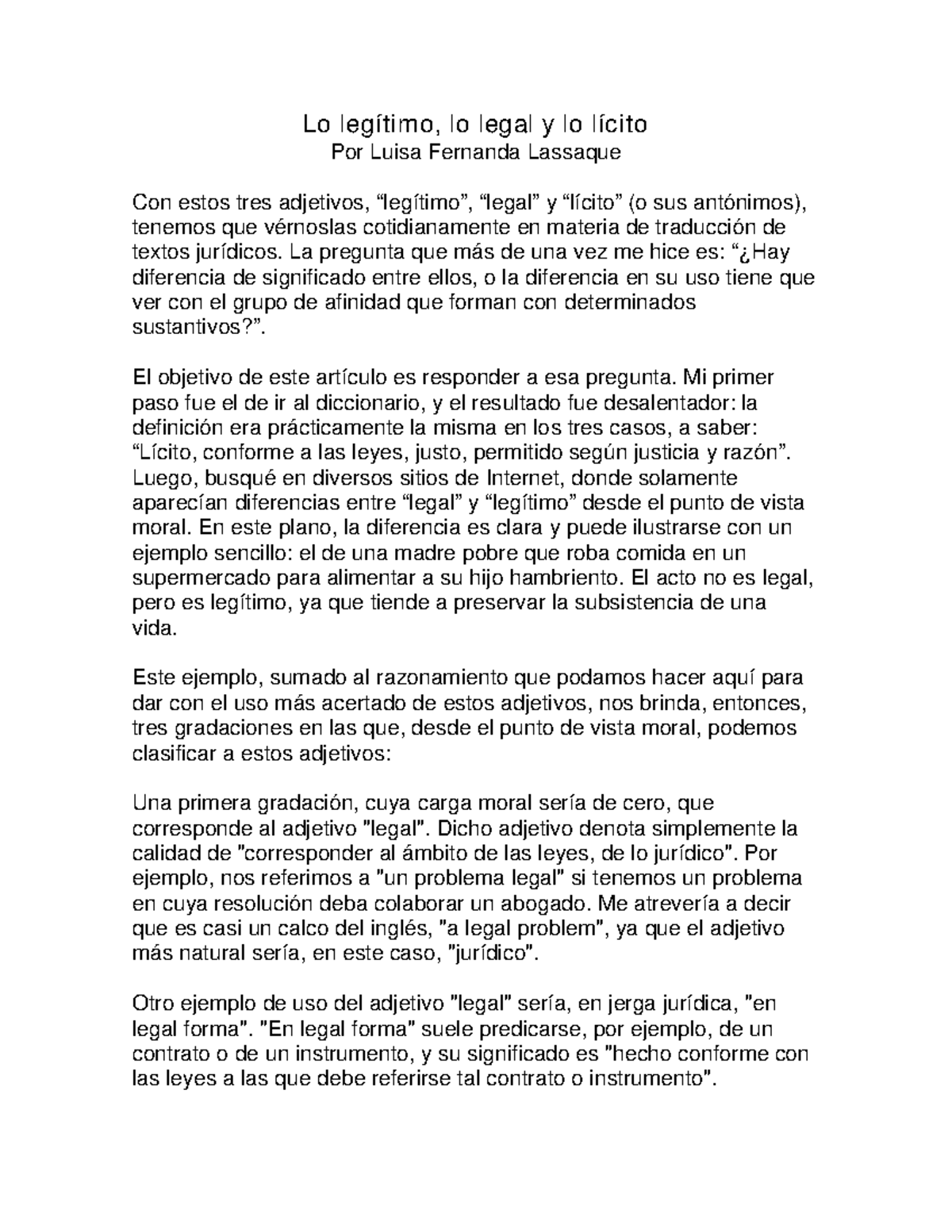 Legitimo, legal - Lo legítimo, lo legal y lo lícito Por Luisa Fernanda ...