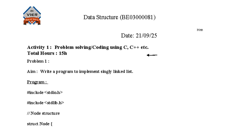Data Structures (DS) Problem Solving: C Implementation Tasks - Studocu