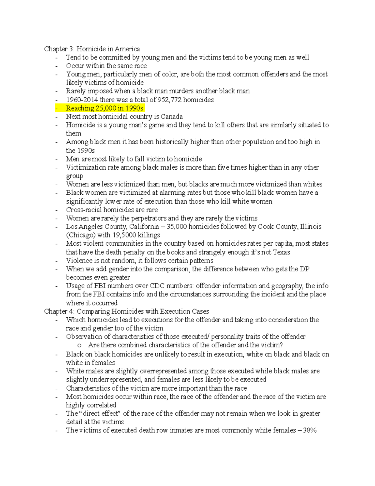 Chapter 3 & 4 Notes on Homicide and Execution Patterns - Studocu