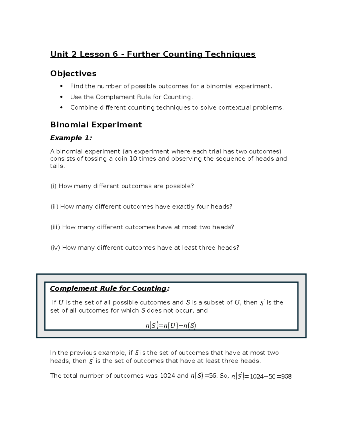 Unit 2 Lesson 6 - Advanced Counting Techniques and Applications - Studocu