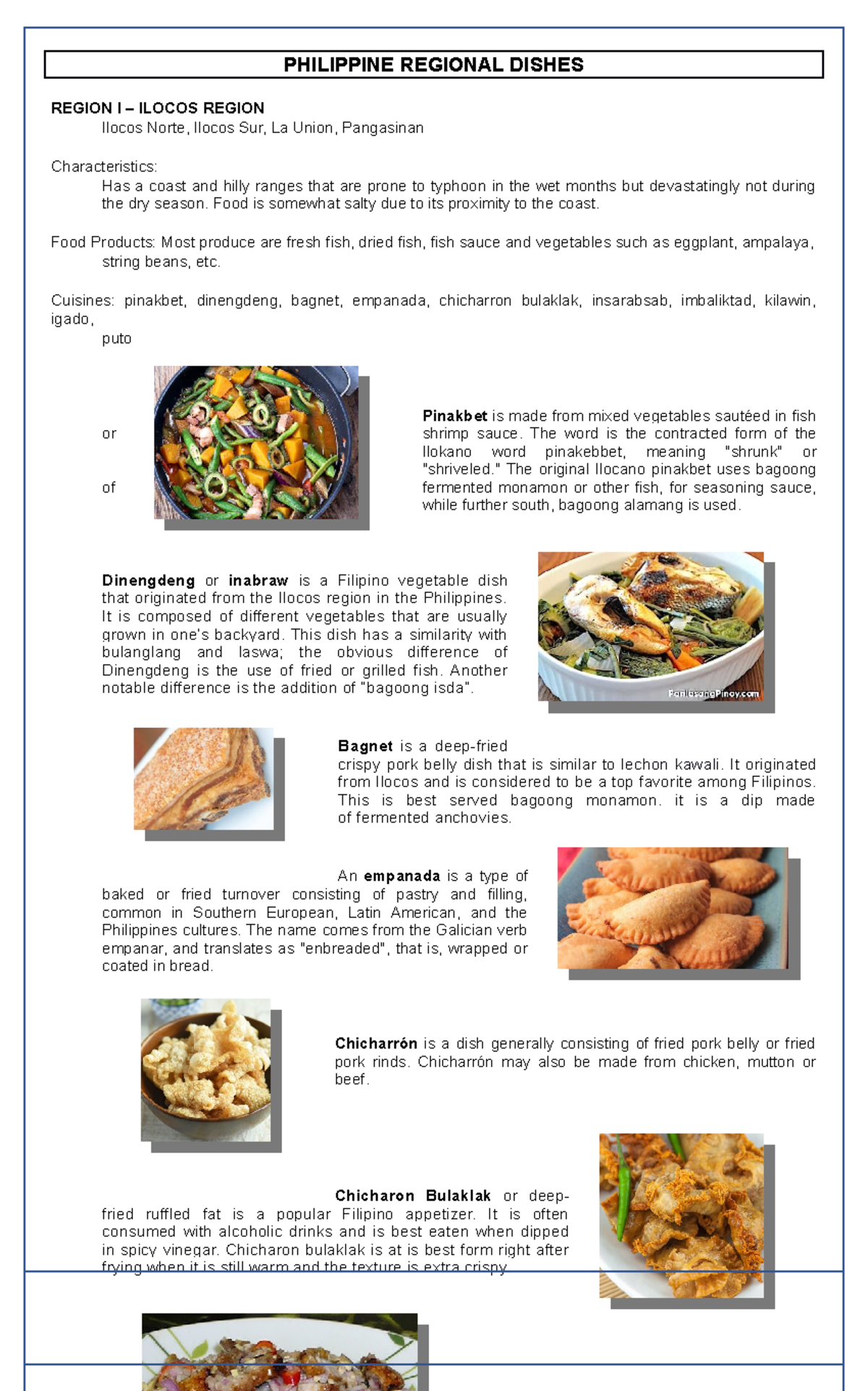 Philippine Regional Dishes: Culinary Delights Across Regions - Studocu