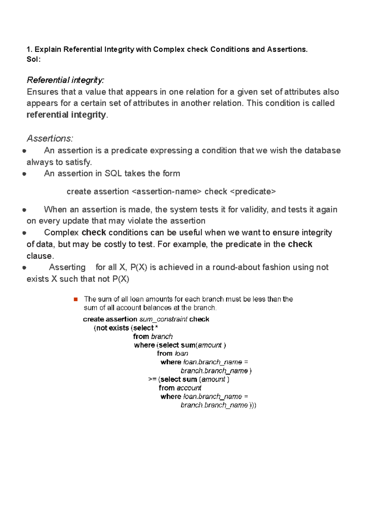 Untitled document - adbms - 1. Explain Referential Integrity with ...