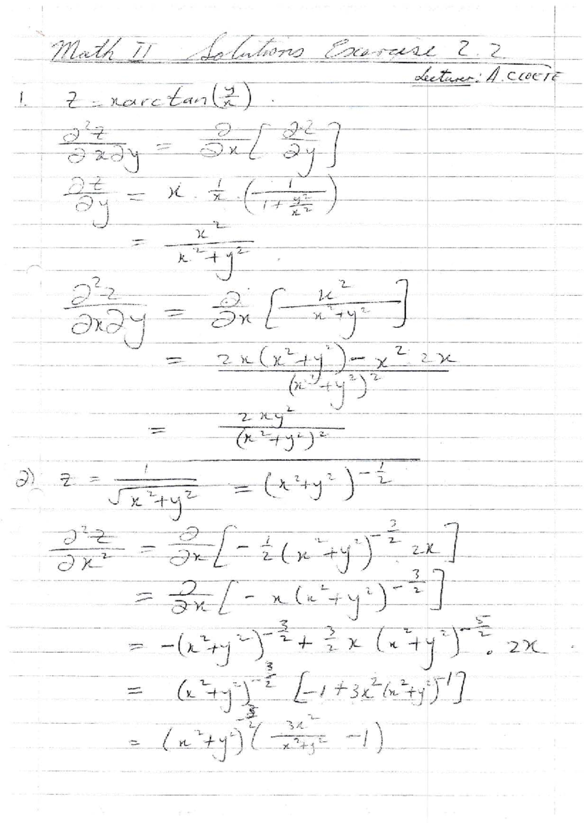 Math II Solutions Ex2.2 - Partial Differential Equations Notes - Studocu