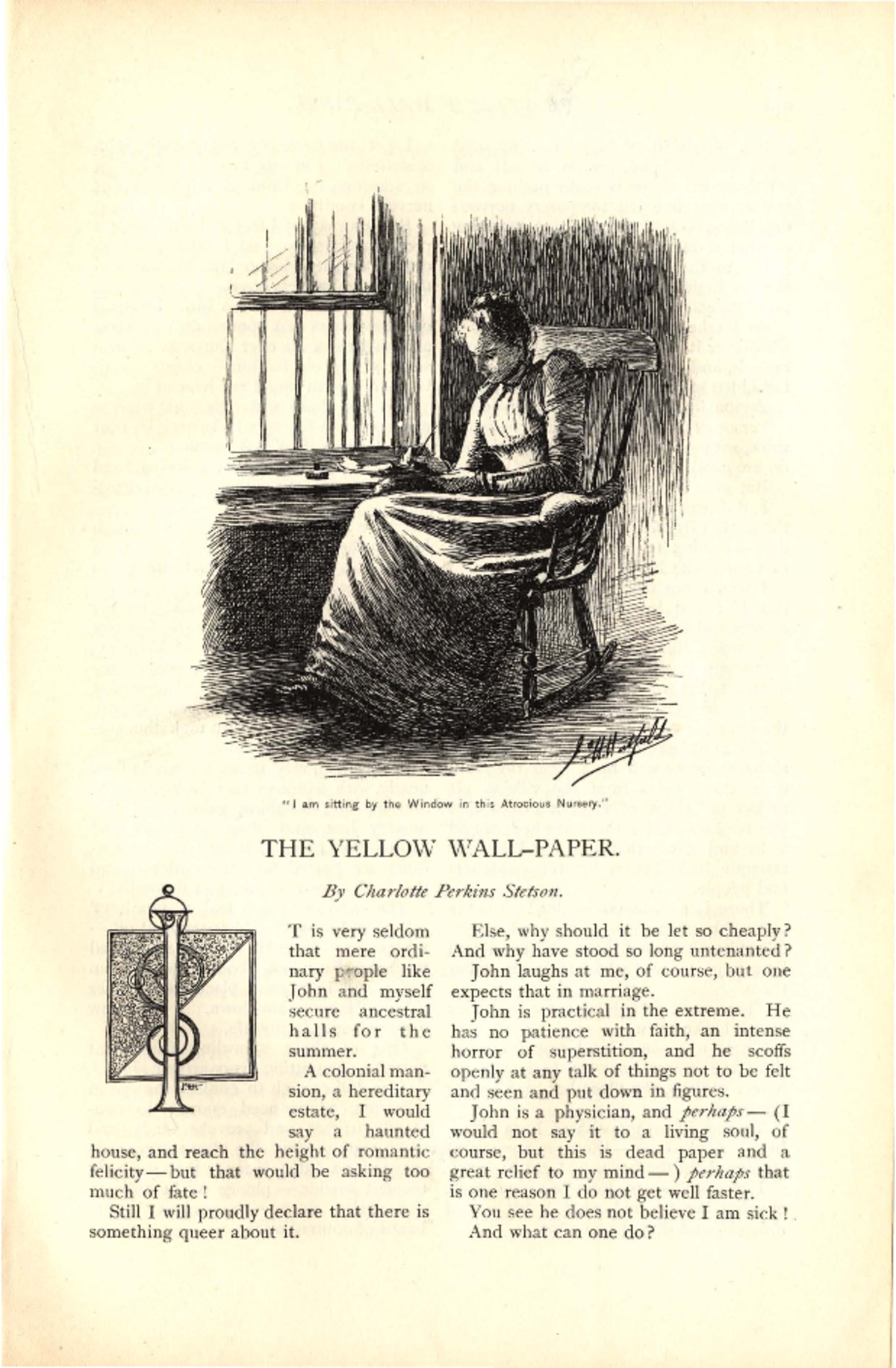 The Yellow Wallpaper - A short story - "I am sitting by the Window in ...