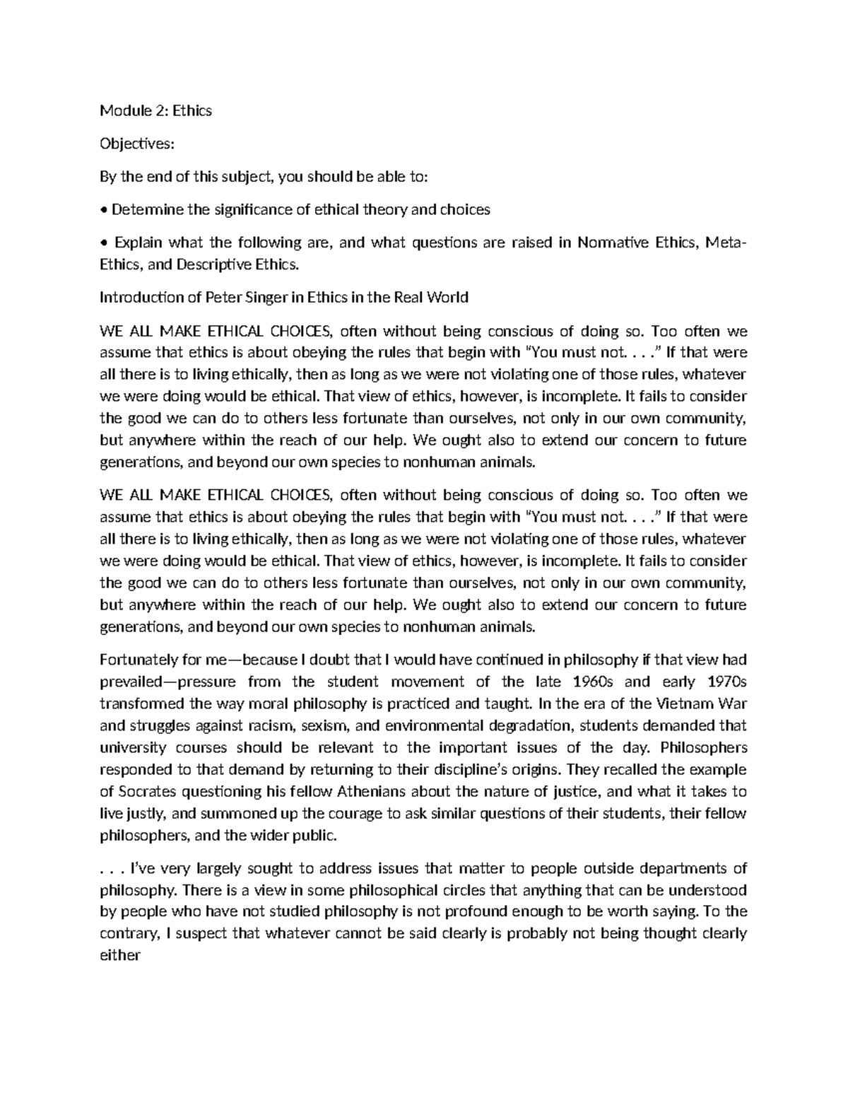 Ethics Overview and Key Concepts - Module 2 for PHIL 101 - Studocu