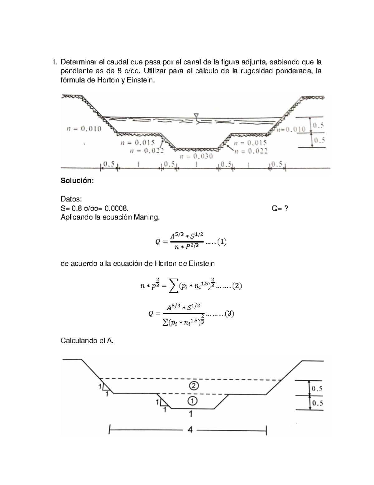 07.- Ejercicios sobre Caudales y Rugosidad en Canales - Document Preview